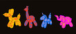 Set of various animals balloons dog, giraffe, unicorn, elephant. Abstraction style. Trendy vector illustration.
