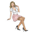 Pin-Up girl vintage sticker colorful