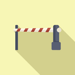 Poster - Striped railway cross barrier icon flat vector. Front pass. Crossroad control