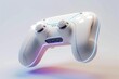 sleek futuristic video game controller levitating on white backdrop nextgen gaming accessory concept