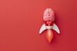 Rocket with printed brain, startup and creativity concept.