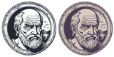 Fototapeta  - Emblem with ancient Greek, Vector illustration