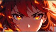 flaming fierce eyes anime cartoon close-up from Generative AI