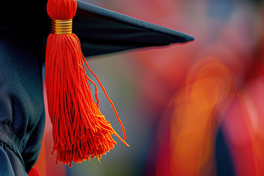 Close-up of Graduation Cap and Tassel at University Ceremony