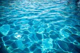 Fototapeta  - tranquil blue water surface in outdoor swimming pool serene aquatic background