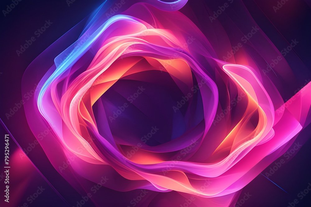 Vibrant and dynamic 3D abstract background with swirling neon lights ...