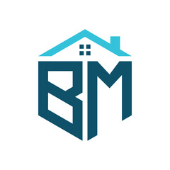 Wall Mural - BM House Logo Design Template. Letter BM Logo for Real Estate, Construction or any House Related Business