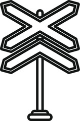 Wall Mural - Crossing rail sign icon outline vector. Railway cross. Pillar side sign