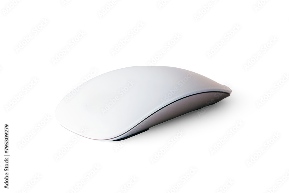 A sleek, modern white computer mouse isolated on a transparent ...