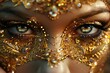 captivating womans eyes gaze alluringly adorned with luxurious gold details high fashion portrait digital art