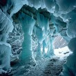 An expansive network of ice caves beneath a glacier