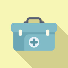 Wall Mural - Medical first aid box icon flat vector. Healthcare case. Rescue assistance injury