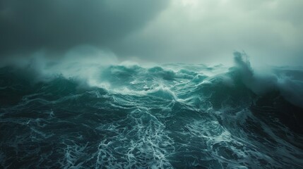 Wall Mural - Powerful ocean wave under dramatic sky