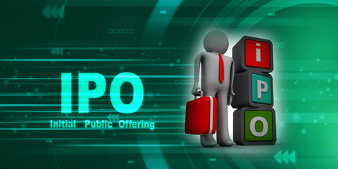 Sticker - 3d illustration initial public offering concept
