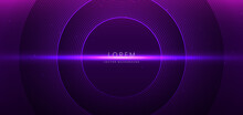 Elegant Scene Purple Glowing Circles Lines Lighting Effect Sparkle On Dark Purple Background.