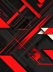 Wall Mural - Craft a visually engaging vector background with a modern, abstract geometric design in black and red