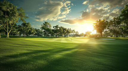 Golf course with clear sky