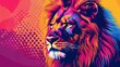 © vadymstock - Creative colorful lion king head on pop art style with soft mane and color background