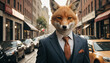 Corporate businessman fox, Portrait of a fox in a stylish business suit.