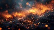© vadymstock - Fire embers particles over black background. Fire sparks background. Abstract dark glitter fire particles lights.