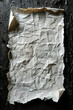 Vertical Crumpled Paper with Rough Edges on Dark Surface, Generative AI