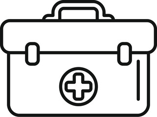 Sticker - Medical first aid box icon outline vector. Healthcare case. Rescue assistance injury