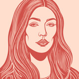 Fototapeta  - Portrait of a woman with long hair, vector illustration