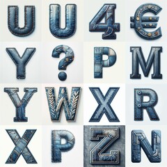 Wall Mural - Denim lettering. AI generated illustration