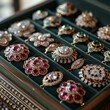 A collection of antique brooches with diamonds, rubies and emeralds