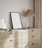Fototapeta Panele - Home mock up, cozy modern interior background, 3d render