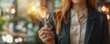 Cropped business woman holding light bulb concept of Idea, Innovation, Creativity, Thinking, illustration.