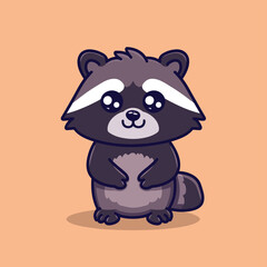 Wall Mural - Adorable raccoon cartoon animal character vector illustration