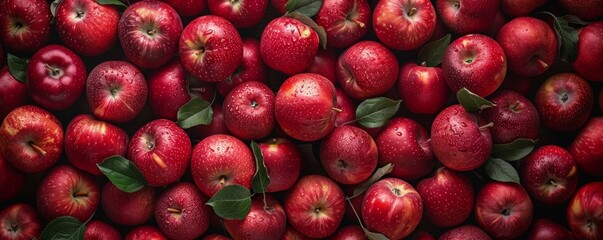 Wall Mural - Lots of red apples. Tasty and juicy. Background of apples. High-quality photo.