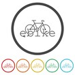 E-bike logo design. Set icons in color circle buttons
