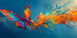 Zeichnung eines bunten Schmetterling in farbenfrohen Design für Hintergrundmotiv im Querformat für Banner, ai generativ