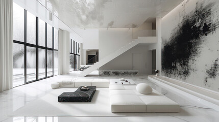Poster - Modernist Home Interior with Modern Furniture extreme closeup. Generative AI