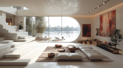 Poster - Modernist Home Interior with Modern Furniture extreme closeup. Generative AI