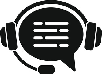 Poster - Headset support chat online icon simple vector. Contact help. Work speech