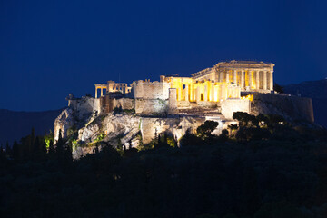 Wall Mural - The Acropolis of Athens during the blue hour