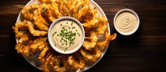 Wall Mural - Plate of fried eats with sauce