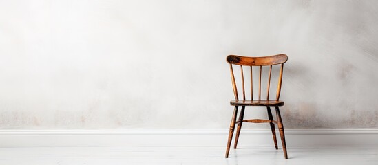 Poster - Wooden chair on white wall