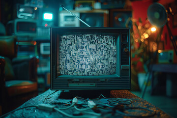 Poster - A retro television set screen, displaying static as if caught between broadcasts, providing a nostalgic feel,
