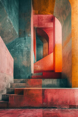 Poster - A series of geometric shapes, their sharp lines softened by watercolor fills,