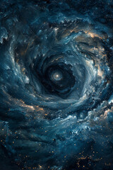 Aufkleber - A starfield distorted by the gravitational pull of an unseen black hole, stars appearing to swirl inward,