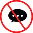 No comments allowed icon. comment prohibition sign. No comments icon or chat forbidden symbol. flat style.