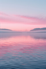 Poster - A watercolor dawn, gentle pinks and blues blending into the horizon,