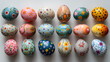 Array of Decorative Easter Eggs with Various Colorful Motifs, Generative AI