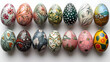 Hand-Painted Easter Eggs with Diverse Floral Patterns, Generative AI