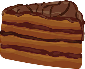 Sticker - Chocolate cake slice icon cartoon vector. Bakery food. Tasty dessert