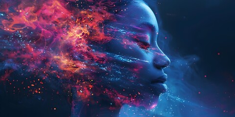Wall Mural - Cosmic Explosion of Digital Energy in the Boundless Realms of the Virtual Universe